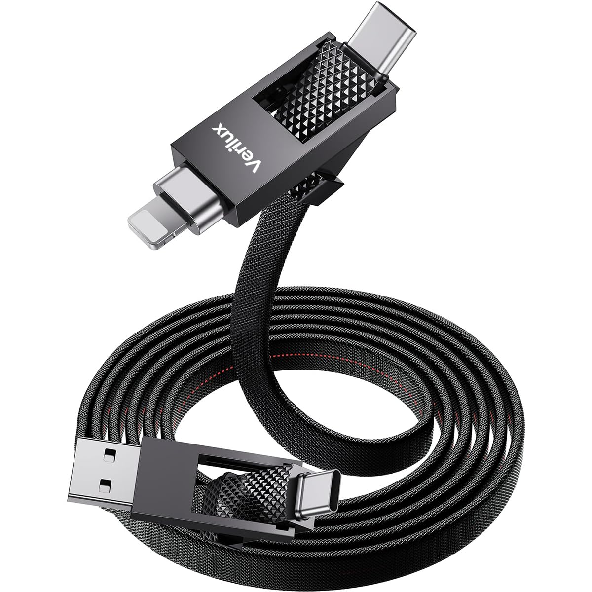 Verilux 4-in-1 USB Charging Cable 3.3Ft Multi-Port Cable Support PD Max 60W Fast Charging & Data Sync, Light-ning to Type C Cable, USB to Type C Cable, Type C to Type C, USB A to Light-ing Cable Verilux 4-in-1 USB Charging Cable 3.3Ft Multi-Port Cable Support PD Max 60W Fast Charging & Data Sync, Light-ning to Type C Cable, USB to Type C Cable, Type C to Type C, USB A to Light-ing Cable
